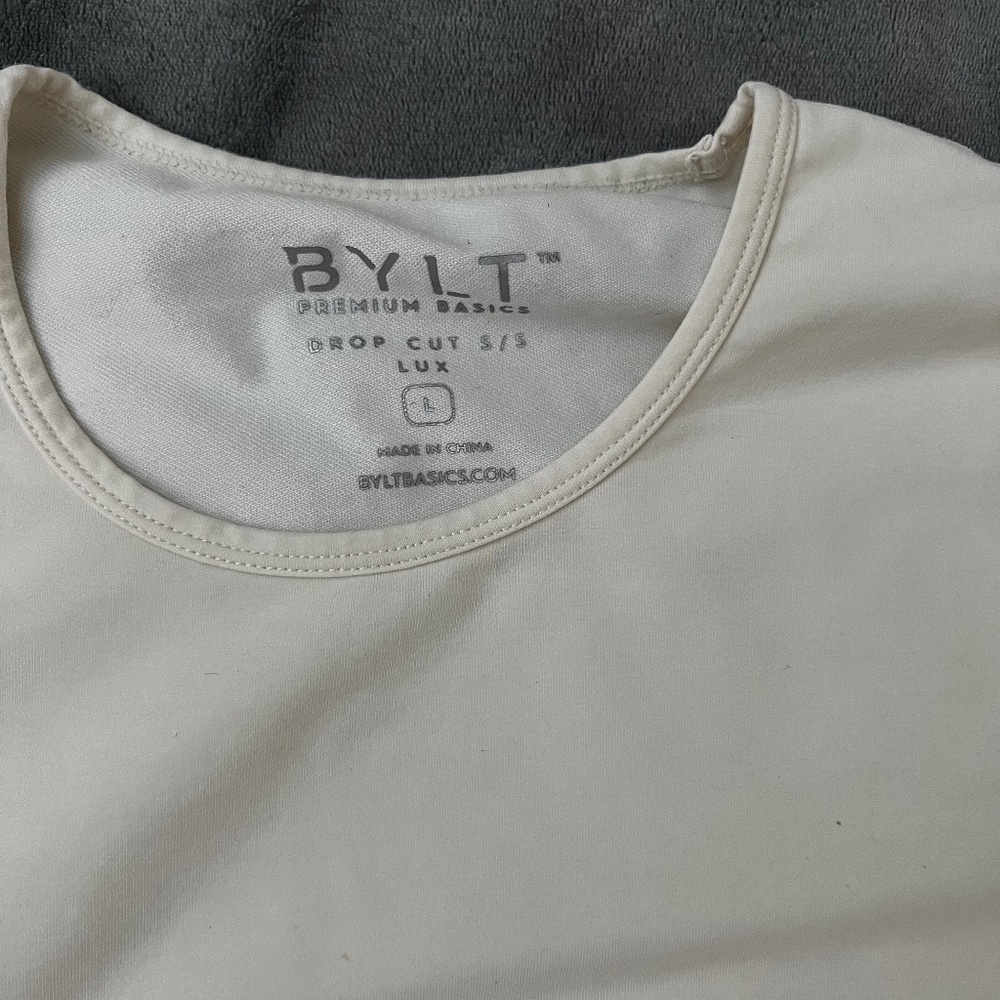 BYLT Men's Drop Cut Lux T Shirt Lux Cream Large short sleeve